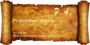 Pratscher Adony névjegykártya